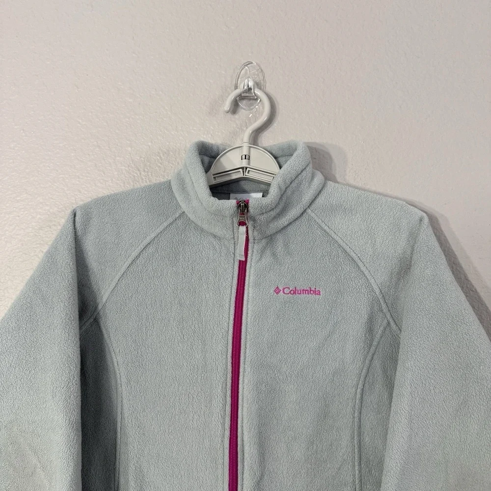 Columbia YTH Large 14/16 Gray Long‎ Sleeve Fleece Full Zip Jacket Benton Springs